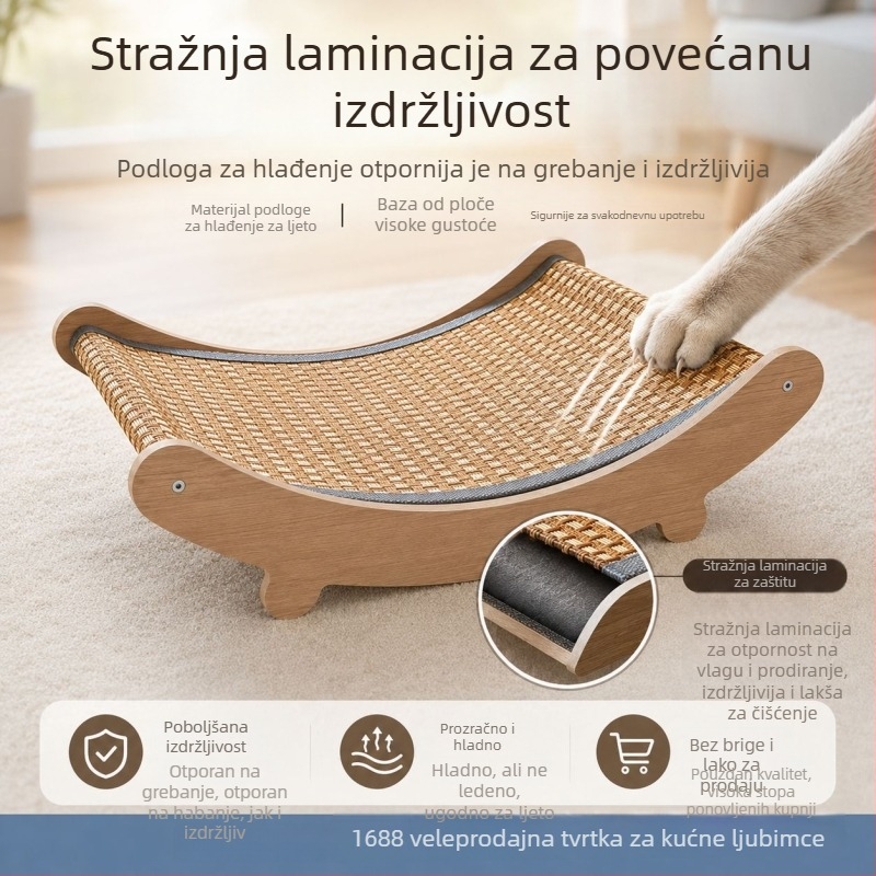 Ležaljka za mačke s integriranom grebalicom i krevetom, univerzalna za mačke i pse, velika, poboljšana, bez rasipanja dlaka