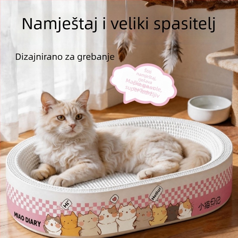 Bijela kartonska daska za grebanje i krevet mačaka, otporna na grebanje, bez vlakana, karton od drvene celuloze, Extra Large, za sve sezone