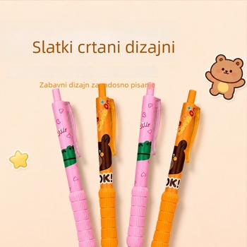 Crtić stil gumba kuglična olovka, crna tinta 0,5 mm, mekan grip, slatka kancelarijska potrepština