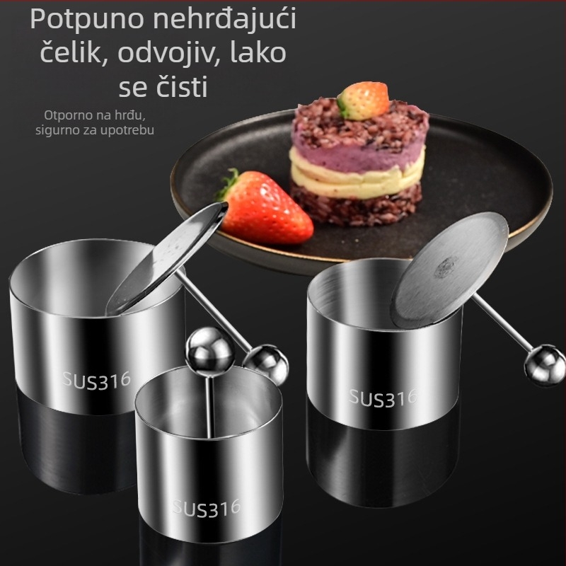 Set kalupa od nehrđajućeg čelika 316 za kuglice riže – okrugli prsteni za mousse i alati za pečenje za kućnu upotrebu, kalupa za sushi tortu