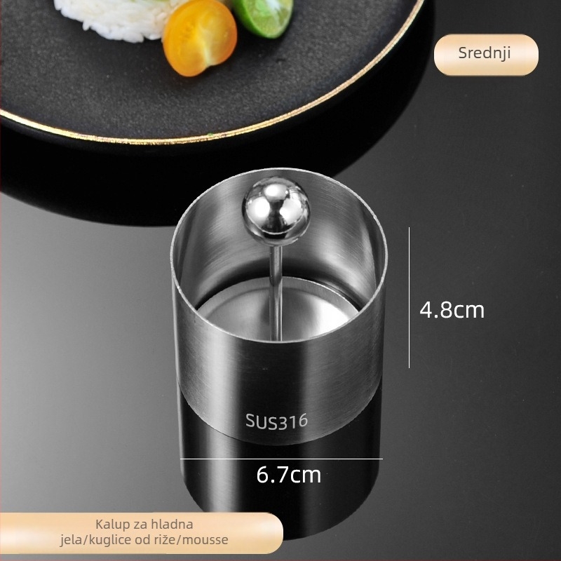 Set kalupa od nehrđajućeg čelika 316 za kuglice riže – okrugli prsteni za mousse i alati za pečenje za kućnu upotrebu, kalupa za sushi tortu
