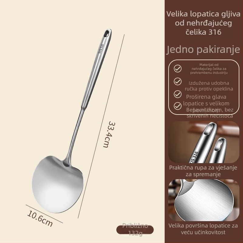Debljena spatula od 316 nehrđajućeg čelika u obliku gljive za kuhanje kod kuće, okrugla spatula, set kuhinjskih pribora
