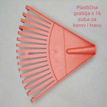 16-dijelna plastična grablja za travu, s dugim držalom