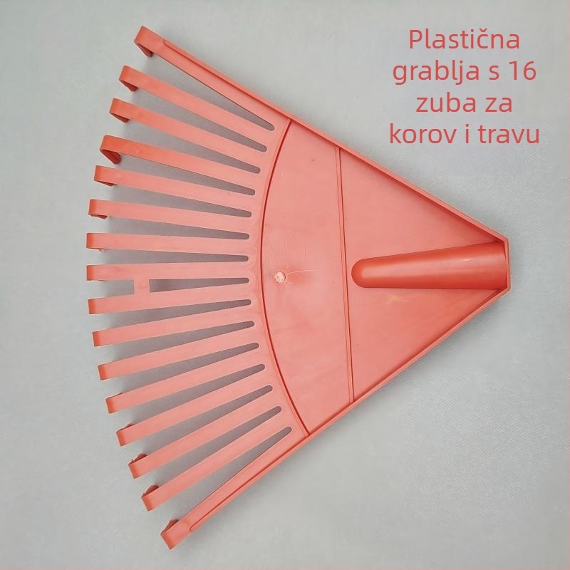 16-dijelna plastična grablja za travu, s dugim držalom