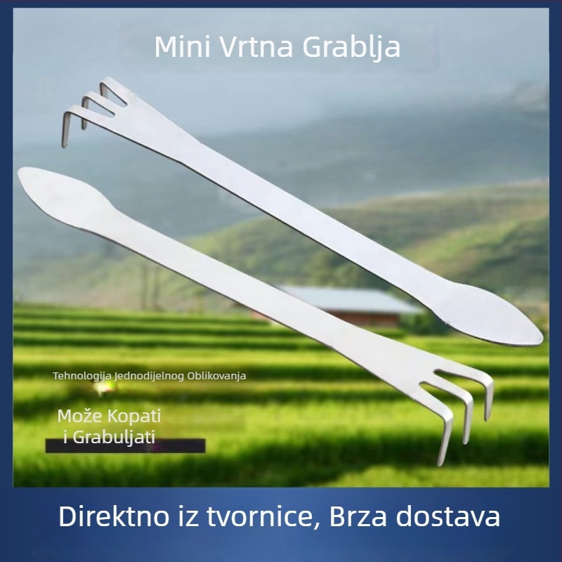 Nehrđajući čelični alat za tlo – harka za vrt i bonsai: otpuštanje tla i češljanje korijena