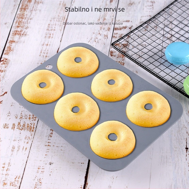 Silikonska forma za krofne, 6 odjeljaka, DIY pečenje, otporna na visoke temperature