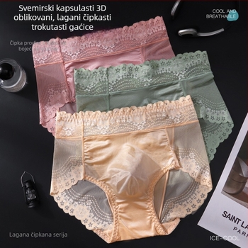 Muške gaćice u francuskom stilu od ice-silk, čipkasti pojas, oblikovan prednji džep, prozračne, tanke ljetne gaćice