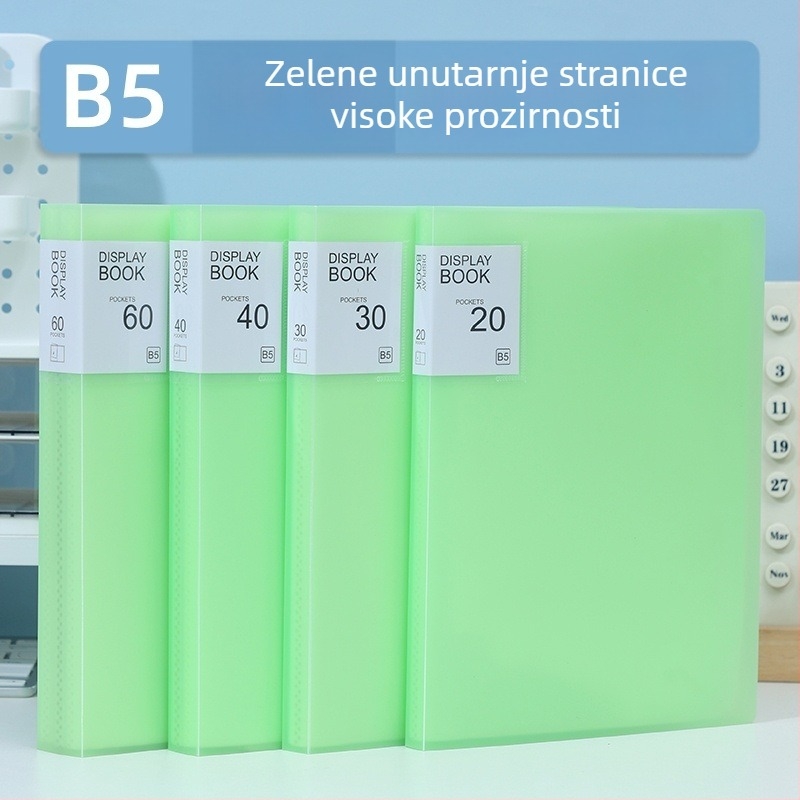 Bombon boje B5 vertikalni prozirni folder za umetke, PP vodootporan za uredske dokumente