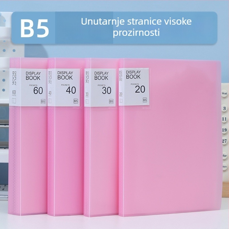 Bombon boje B5 vertikalni prozirni folder za umetke, PP vodootporan za uredske dokumente