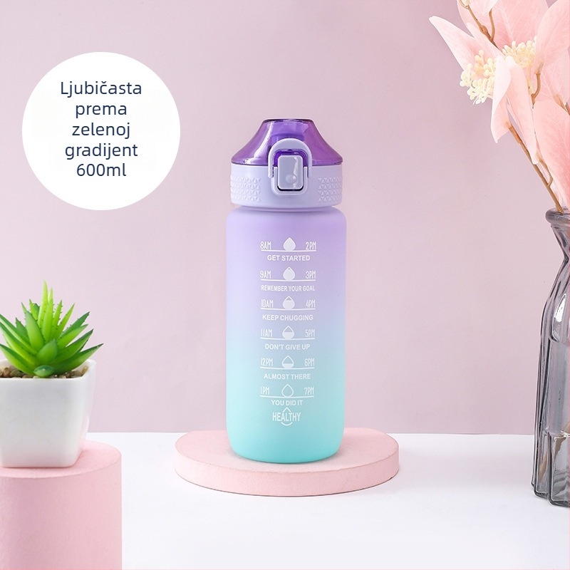 600 ml sportska boca za vodu, gradijent boja, mat završetak, dizajn inspiriran svemirom, prijenosna za fitness