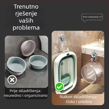 Zidni organizator za umivaonik s usisnom čašom, bez bušenja, kupaonica