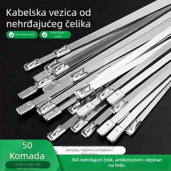 Kabelska vezivanja od 304 nehrđajućeg čelika, širine 4,6 mm, automatski zatvaraće metalne trake s oznakom, za morsku uporabu, otporne na koroziju