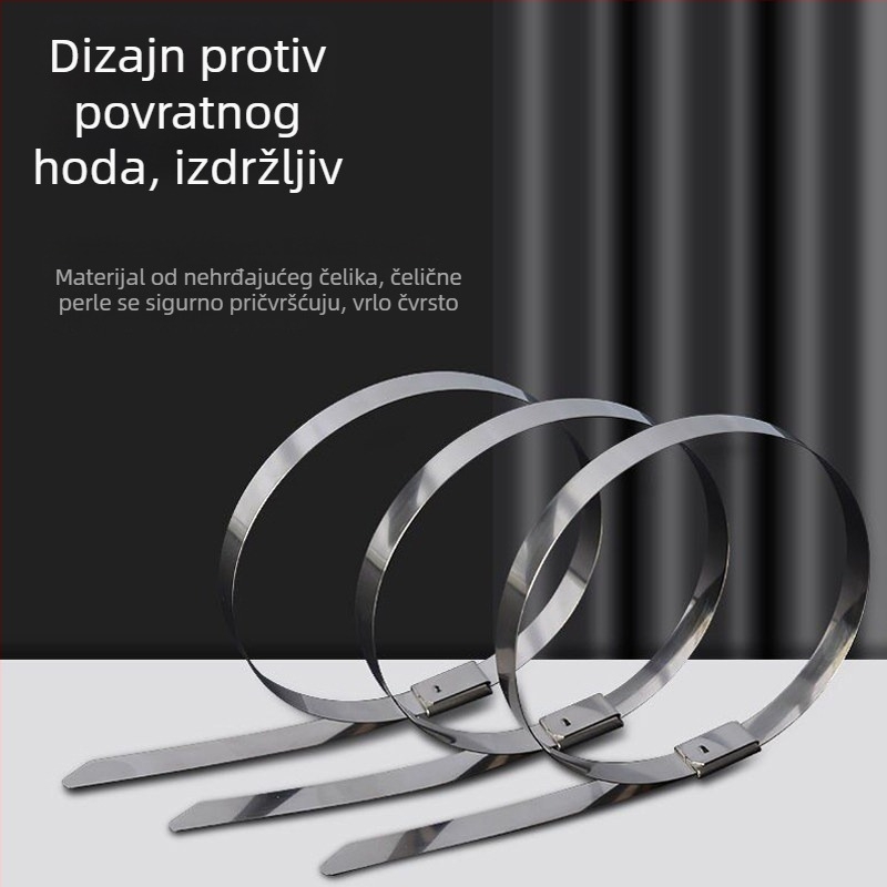 Kabelska vezivanja od 304 nehrđajućeg čelika, širine 4,6 mm, automatski zatvaraće metalne trake s oznakom, za morsku uporabu, otporne na koroziju