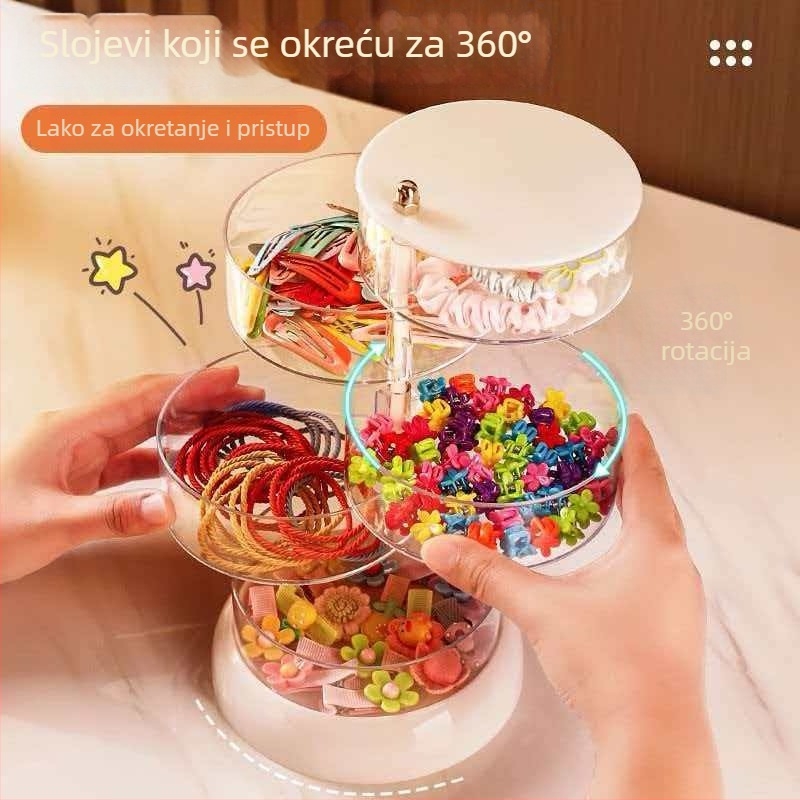 Prozirna rotirajuća kutija za nakit, višeslojni organizator za diskove za šminku i spužvice za ljepotu