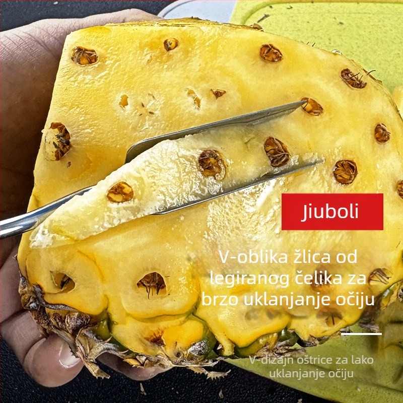 Kubori Troje-dijelni set za uklanjanje očiju s ananasa, od nehrđajućeg čelika, alat za oljuštivanje voća, brzo uklanjanje očiju, otporno na hrđu, lako se čisti