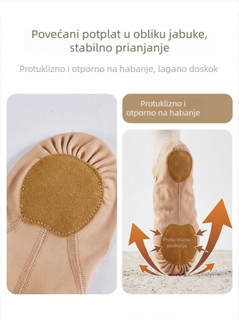0113 Elastične plesne cipele od elastične tkanine sa mekanom tabanom, balet stil z mačjim šapama, za odrasle, moderni ples i joga