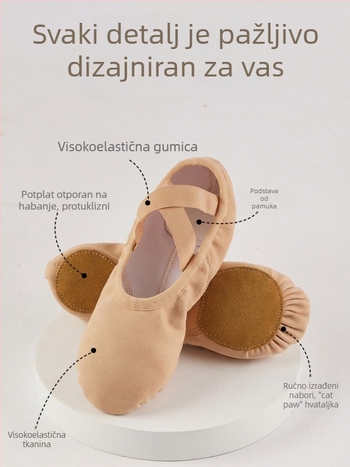 0113 Elastične plesne cipele od elastične tkanine sa mekanom tabanom, balet stil z mačjim šapama, za odrasle, moderni ples i joga