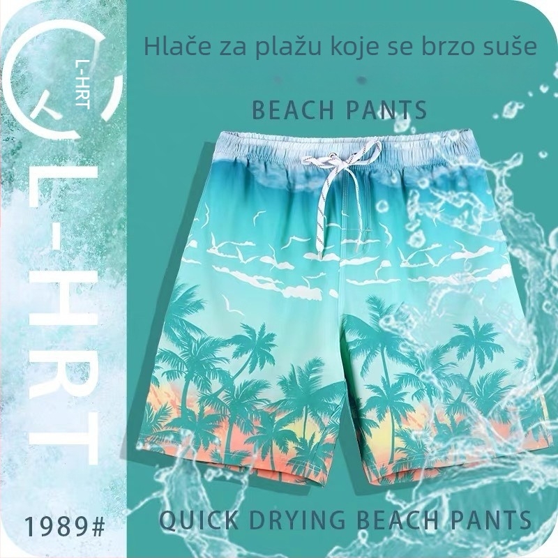 Opuštene ljetne šorceve s floralnim uzorkom, brzo sušeće, široka silueta, plažne hlače za muškarce i žene, velika veličina