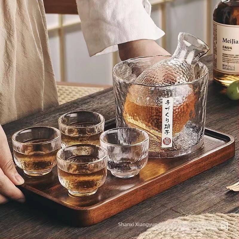 Stakleni set za piće za kućnu upotrebu, prozirni dekantor za alkohol i saké set, minimalistički stil