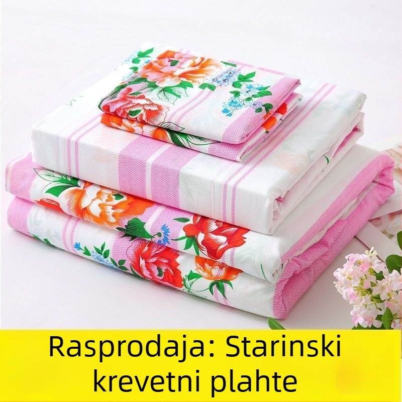 Šangajski stil: vintage debeli set plahti i navlaka za pokrivač za bračne i jednokrevetne krevete, floralni uzorak, jednostavno pletenje, sintetička vlakna