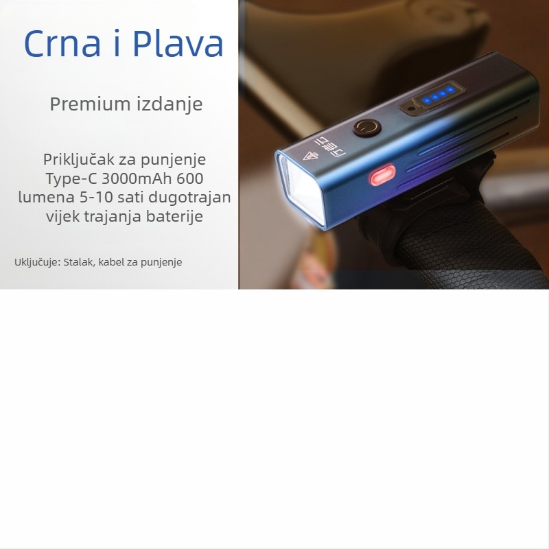 Prednje svjetlo za bicikl za noćnu vožnju, punjivo, aluminijska legura, vodootporno, brzo otpuštanje nosača