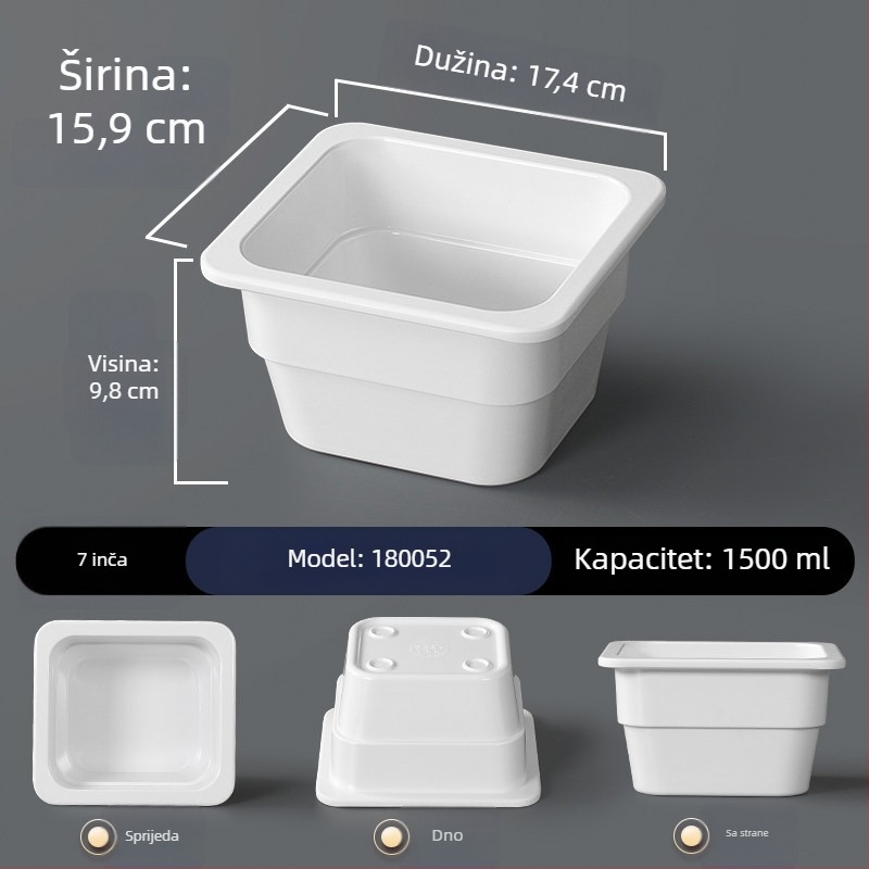 Melamin poslužavnik za hot pot, bijeli pravokutni tanjur