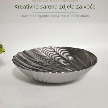 Premium staklena zdjela za voće za dnevni boravak, velika okrugla posuda za slatkiše s tamnim spiralnim uzorkom