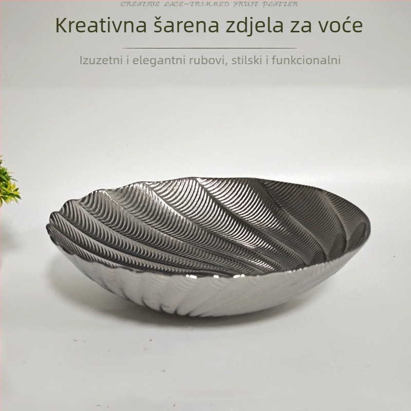 Premium staklena zdjela za voće za dnevni boravak, velika okrugla posuda za slatkiše s tamnim spiralnim uzorkom