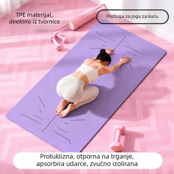 TPE joga prostirka, dvostrano protuklizna, debela za kućnu fitnes i ples, apsorpcija šokova, tih 183 x 61 cm