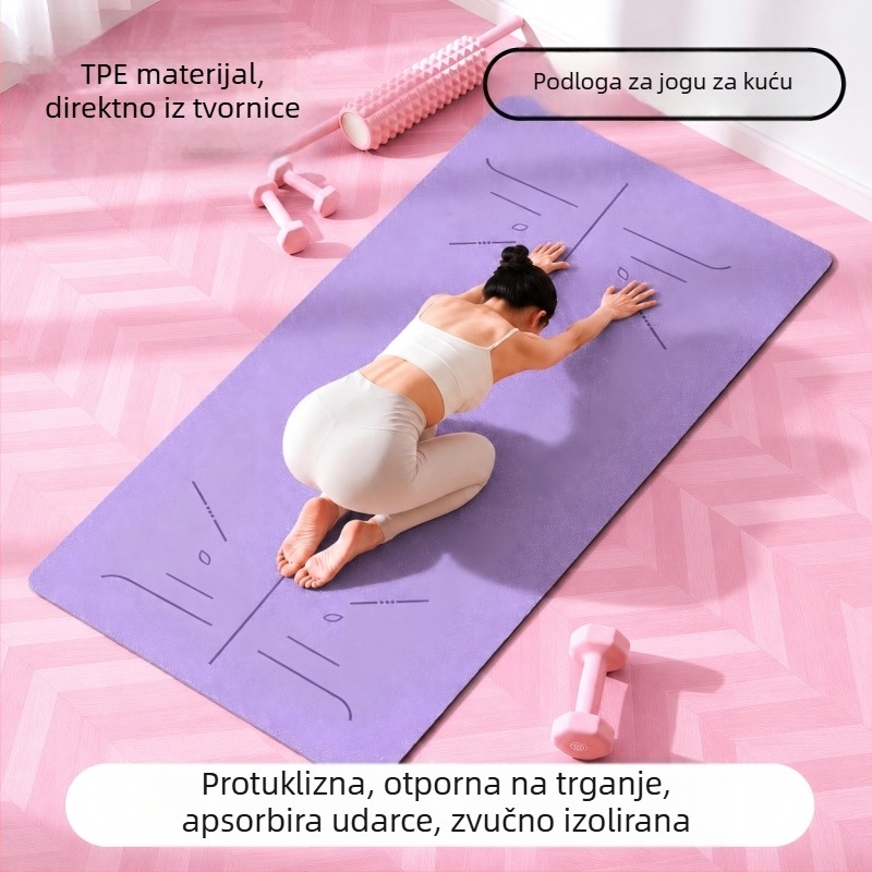 TPE joga prostirka, dvostrano protuklizna, debela za kućnu fitnes i ples, apsorpcija šokova, tih 183 x 61 cm