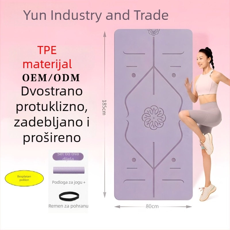 TPE joga prostirka, protukluzna, debela i široka, s amortizacijom udara, 183×61 cm, za skakanje konopom, ples i kućnu vježbu