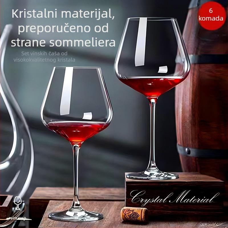 Set čaša za crveno vino s decanterom, kristalno staklo, kućna luksuzna vinska oprema