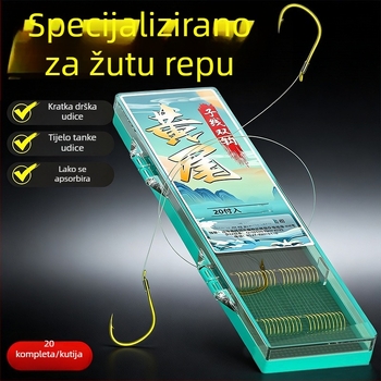 Set dvostrukih udica za podliniju, duljine 25 cm, žuto repna udica i crvene udice s bodljama