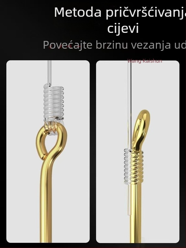 Zlatna udica s cijevnim tijelom za ribolov – s bodljama i bez bodlji, duga drška, mala veličina