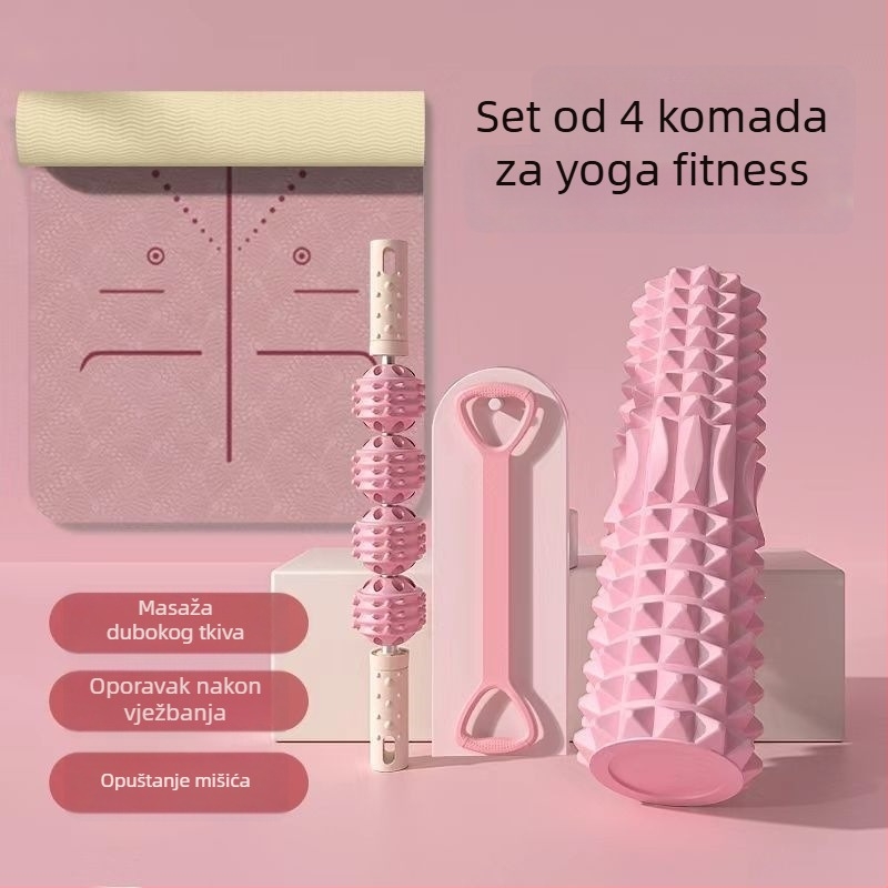 Joga prostirka za unutarnju upotrebu, tiha i sklopiva, plesna podloga bez mirisa, trening set s pjenastim valjkom