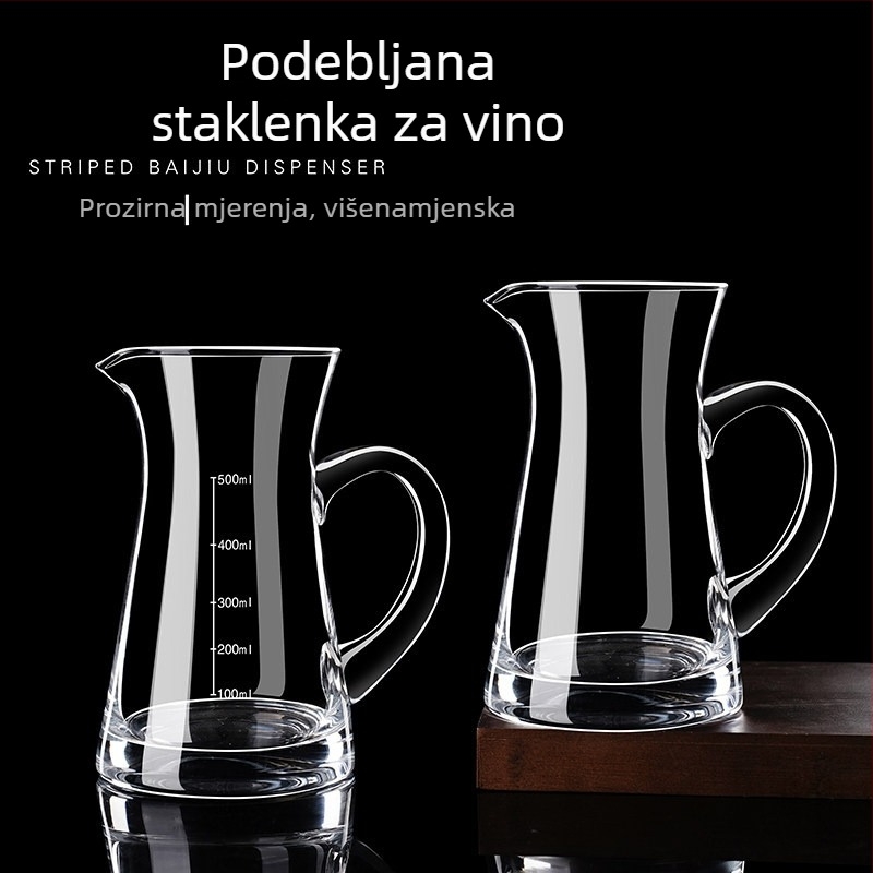 Jačani set za posluživanje pića sa staklenim dekanterom, posudom za vino i lijevakom