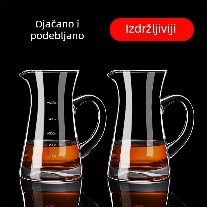 Jačani set za posluživanje pića sa staklenim dekanterom, posudom za vino i lijevakom