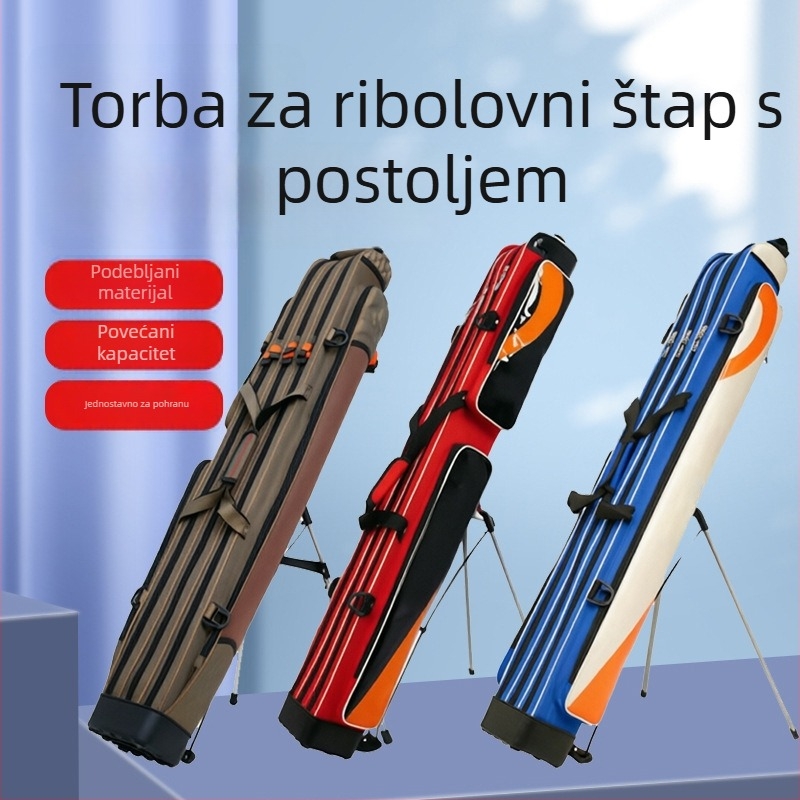 Torba za štap za pecanje sa postoljem, trostruka torba za ribolovnu opremu, vodootporna torba za štap, velika kapaciteta.