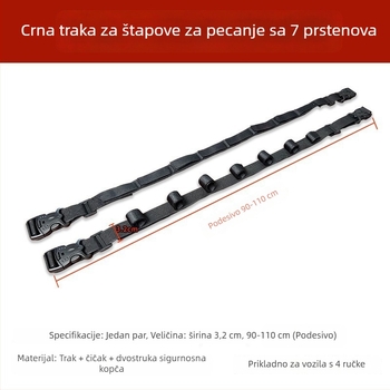 Držač za štapove za automobil s Velcro trakama i gornjim nosačem za morska i varalične štapove
