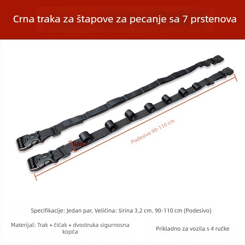 Držač za štapove za automobil s Velcro trakama i gornjim nosačem za morska i varalične štapove
