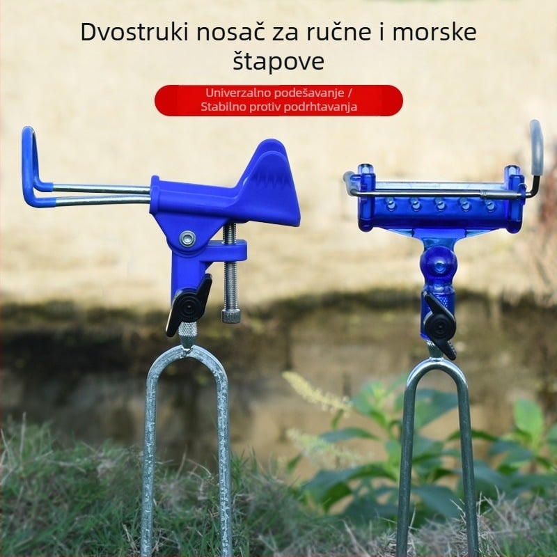 Dvostruki držač štapova za ručne i morska štapa, s 360° okretom i automatskim zaključavanjem