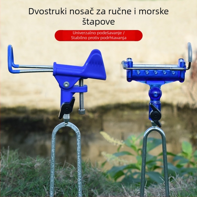 Dvostruki držač štapova za ručne i morska štapa, s 360° okretom i automatskim zaključavanjem