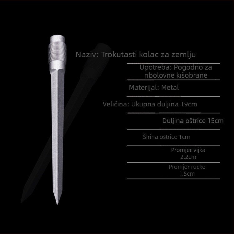 Tianhao Zemljani Utičnik za Ribolovni Kišobran — Aluminijski Trokutasti Metalni Utičnik, Bez Adaptera