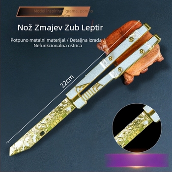 Triangle Z Akcija Dragon Tooth Butterfly, 22 cm dekorativni predmet s pomičnom oštricom, metalni kolekcionarski komad oružja