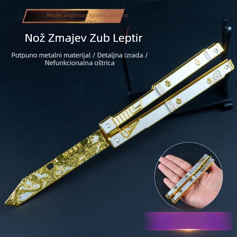 Triangle Z Akcija Dragon Tooth Butterfly, 22 cm dekorativni predmet s pomičnom oštricom, metalni kolekcionarski komad oružja