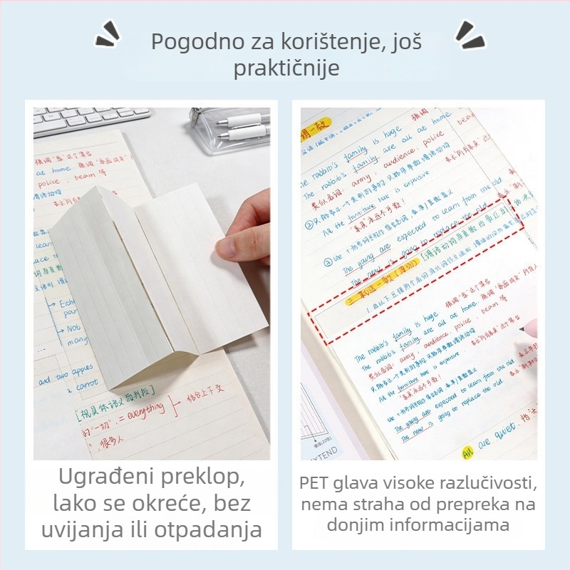 Yitong Samo‑ljepljive bilješke s slobodnim rezom, fleksibilne bilješke za bilježenje i ispravljanje grešaka, proširive bilježnice
