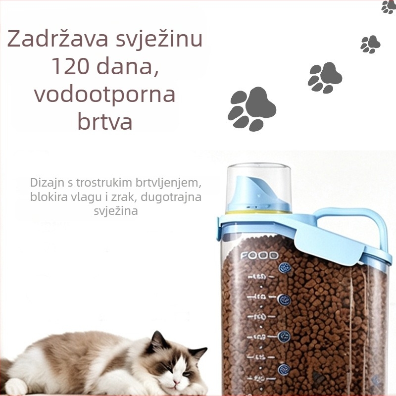 Prozirni hermetički spremnik za hranu za mačke, otporan na insekte i vlagu, za skladištenje suhe hrane i poslastica; prenosni spremnik za rižu