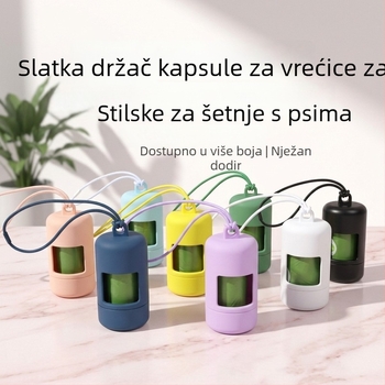 Dispenser kapsule za vrećice za otpad kućnih ljubimaca, s naramenicom i okretivim poklopcem