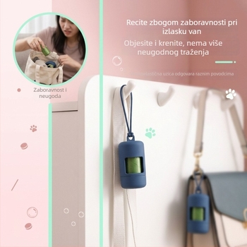 Dispenser kapsule za vrećice za otpad kućnih ljubimaca, s naramenicom i okretivim poklopcem