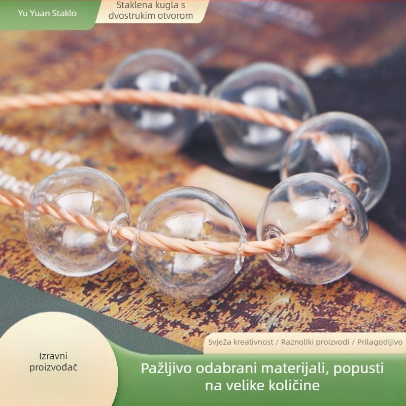 Poklopac od staklene kugle s dva otvora, prozirno borosilikatno staklo, za DIY ukrase, 8-25 mm